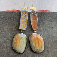 Dendritic and Chatoyant Grey Quartz Earrings